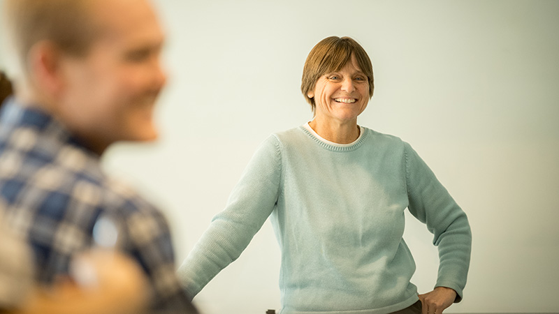 Marji Erickson Warfield, PhD'91, in the classroom