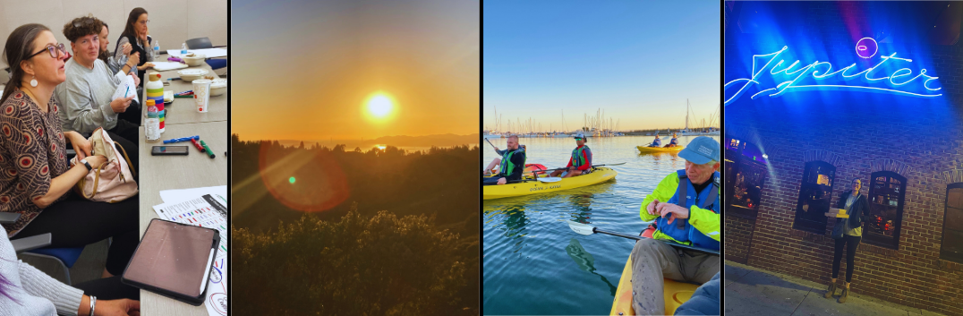 Photo1 people in classroom 2 sunset 3 people kayaking 4 Jupiter lounge