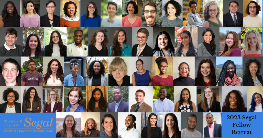 headshot images of 56 Segal Fellows that attended the 2023 segal fellow retreat