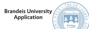Heading for Brandeis University application with Brandeis University seal