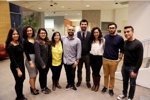 Pictured Above: Edith Suarez (second from left)  with Sin Fronteras, a Latinx Graduate Student Organization at Brandeis University founded by Edith
