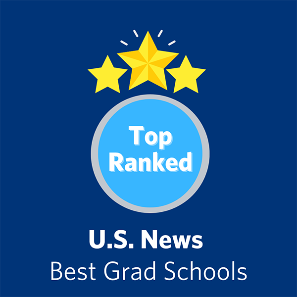 Graphic with gold stars and "Top Ranked U.S. News Best Graduate Schools"