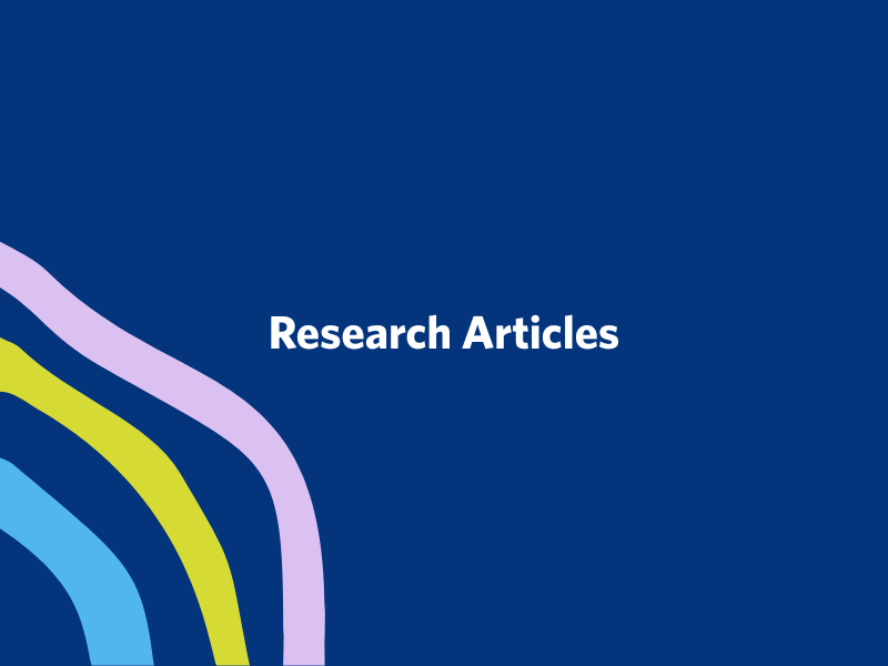 Text reads "Research Articles" against a dark blue background