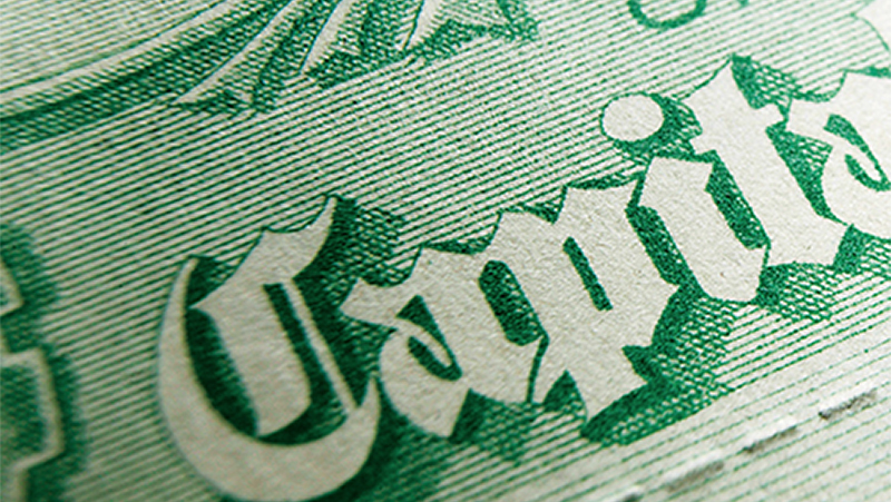 close-up image of a government bond