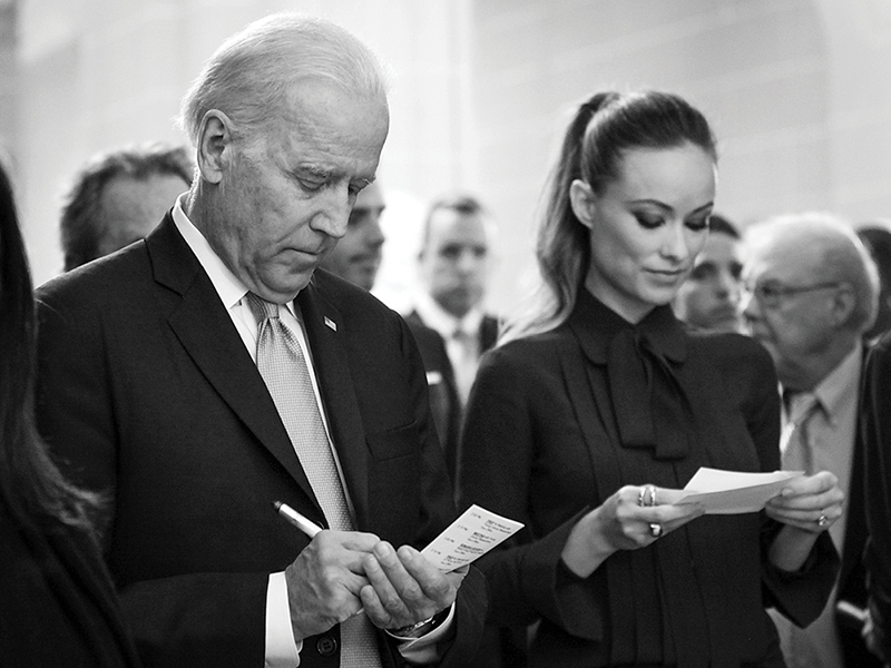 Photo of Vice President Joe Biden and actress Olivia Wilde by Teresa Kroeger